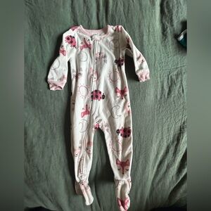 Carter's Pink and White ladybug Footie pjs fleece
